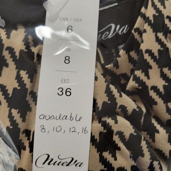 Beige Black Houndstooth Print Dress - Size 6 Size 8 Size 10 - NEW ! - Picture 7 of 9